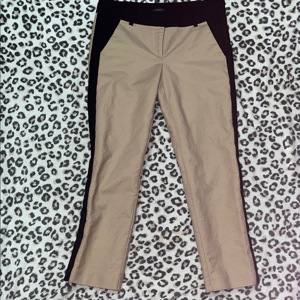Ann Taylor Tan and Black Straight Leg Capris